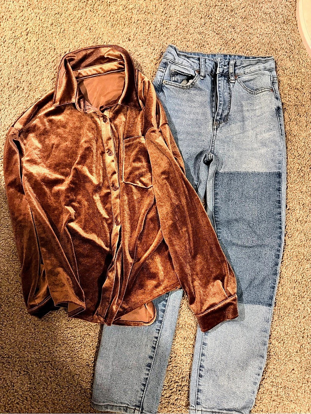 Brown Jacket and Blue Jeans Like New